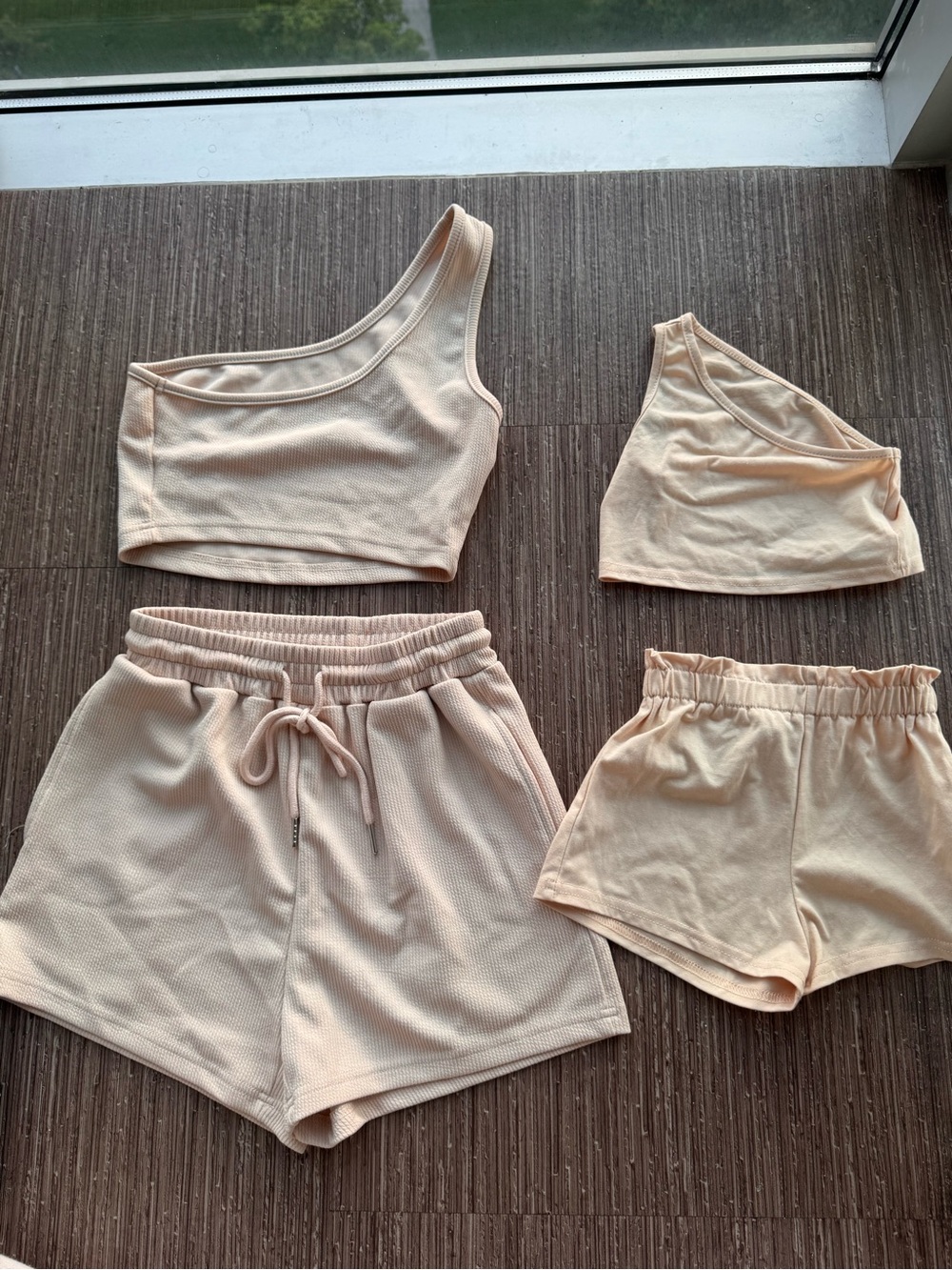 SHEIN Peach One-Shoulder Matching Kids Set - Top & Shorts.Women Size Extra Small